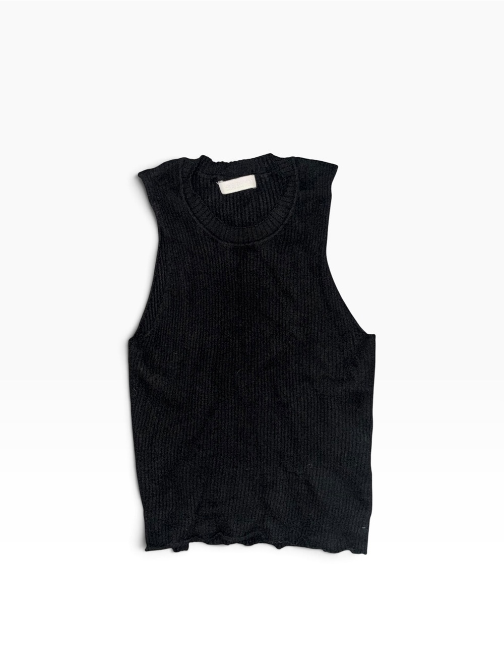 Sablyn cashmere Ribbed Crewneck Black Tank - Women
